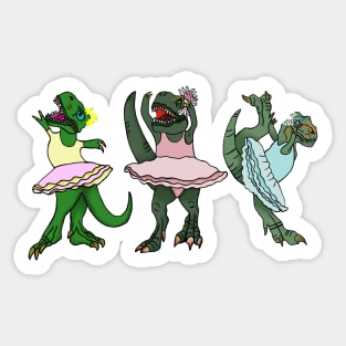 Ballerina T-Rex Dinosaurs doing Ballet Dance Sticker